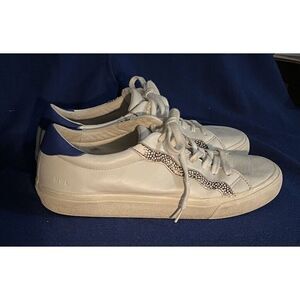 Madewell Sidewalk White Low-Top Sneakers in Leather & Calf Hair‎ Sz 9.5 (b7#64